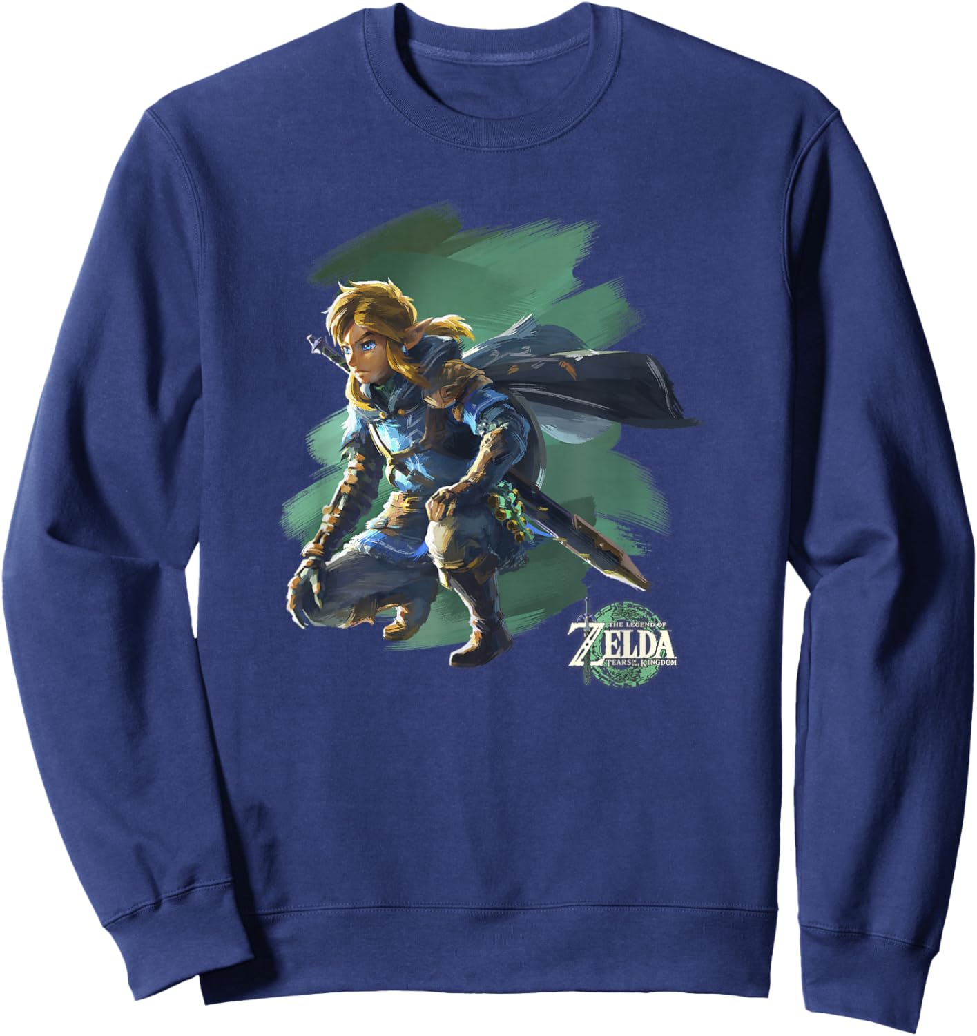 The Legend of Zelda Tears of The Kingdom Crouching Link Art Sweatshirt - Sweatshirt | Navy