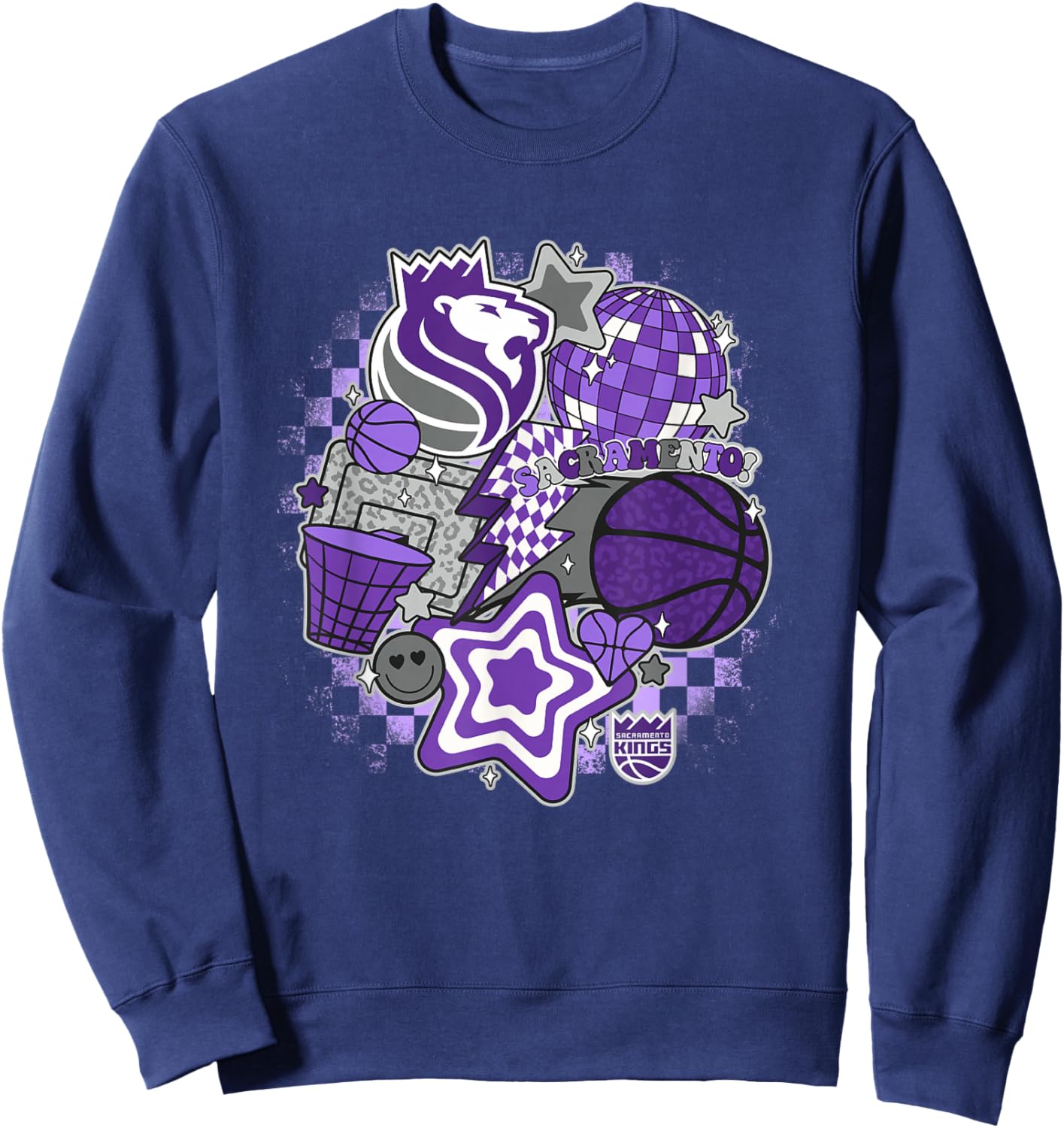 NBA Sacramento Kings Psychedelic Basketball Collage Sweatshirt - Sweatshirt | Navy
