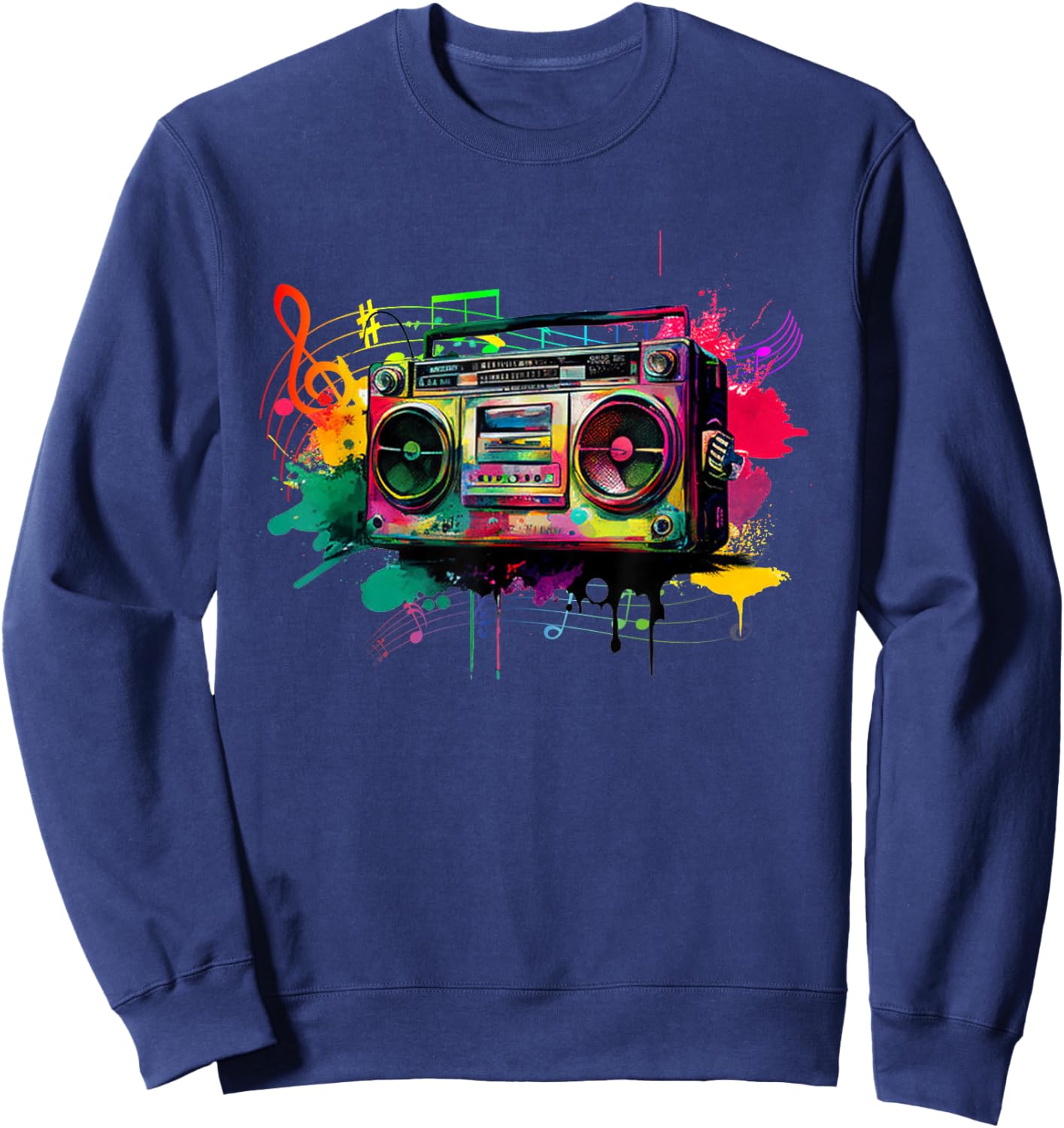 Ghetto Blaster 80's 90's Hip Hip Rap Sweatshirt - Sweatshirt | Navy