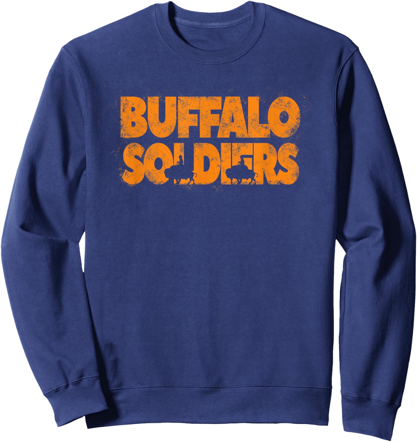 Legion Apparel Buffalo Soldier - Men's Black Modern Grunge African American History Themed Casual - Small - Crew Collar - Short Sleeve Sweatshirt - Sweatshirt | Navy