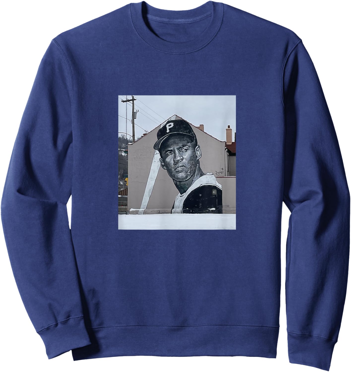 Roberto Baseball Clemente Player Puerto Rican PA Street Art Sweatshirt - Sweatshirt | Navy