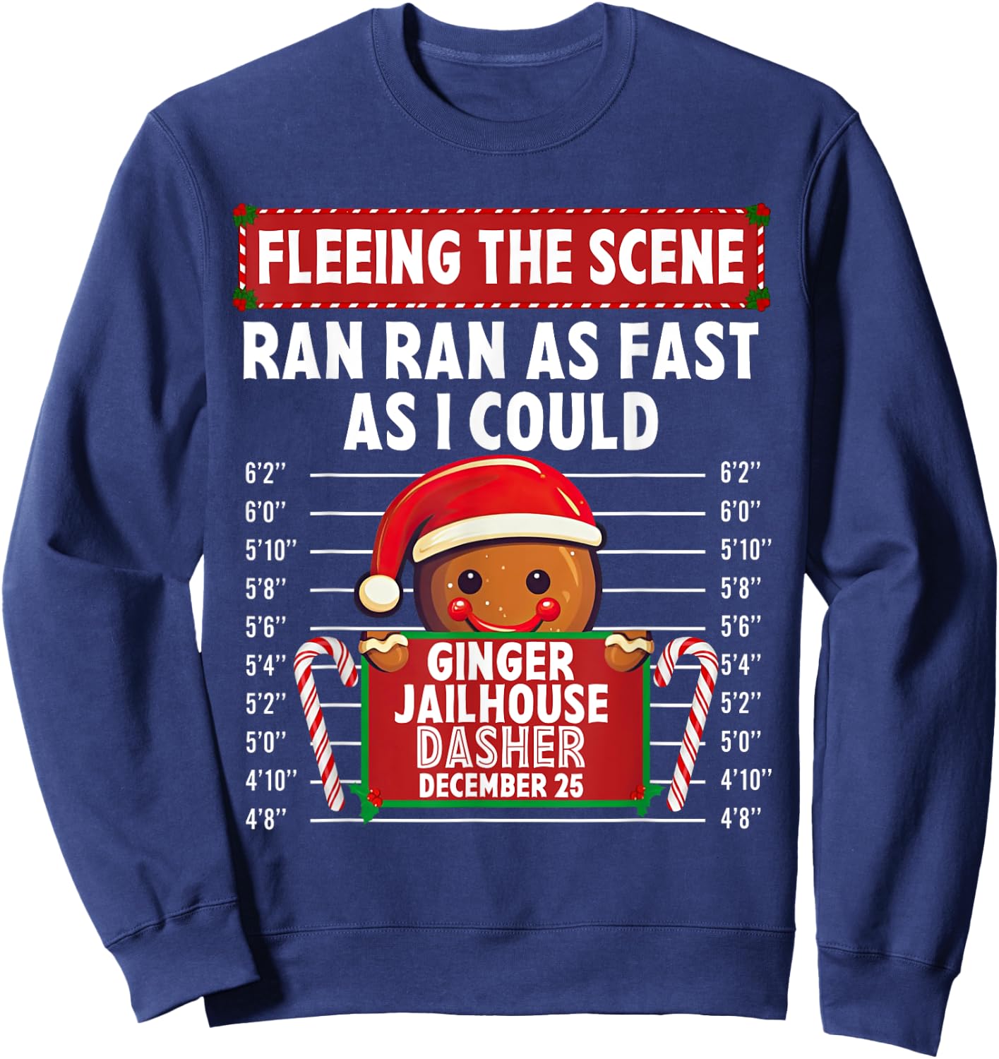 Fleeing The Scene Ginger Jailhouse Christmas Gingerbread Sweatshirt - Sweatshirt | Navy