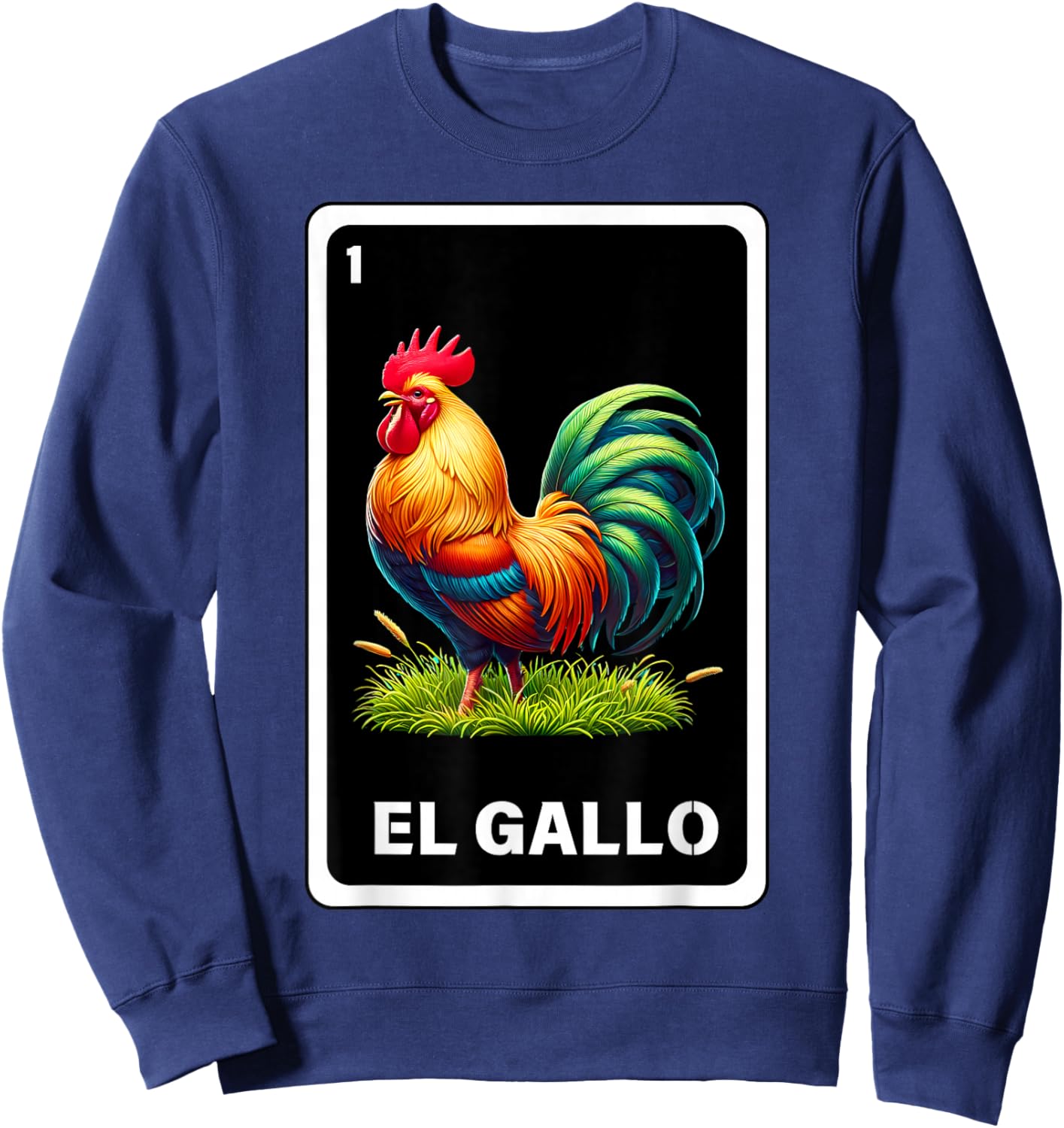 El Gallo Mexican Lottery Bingo Game Traditional Rooster Card Sweatshirt - Sweatshirt | Navy