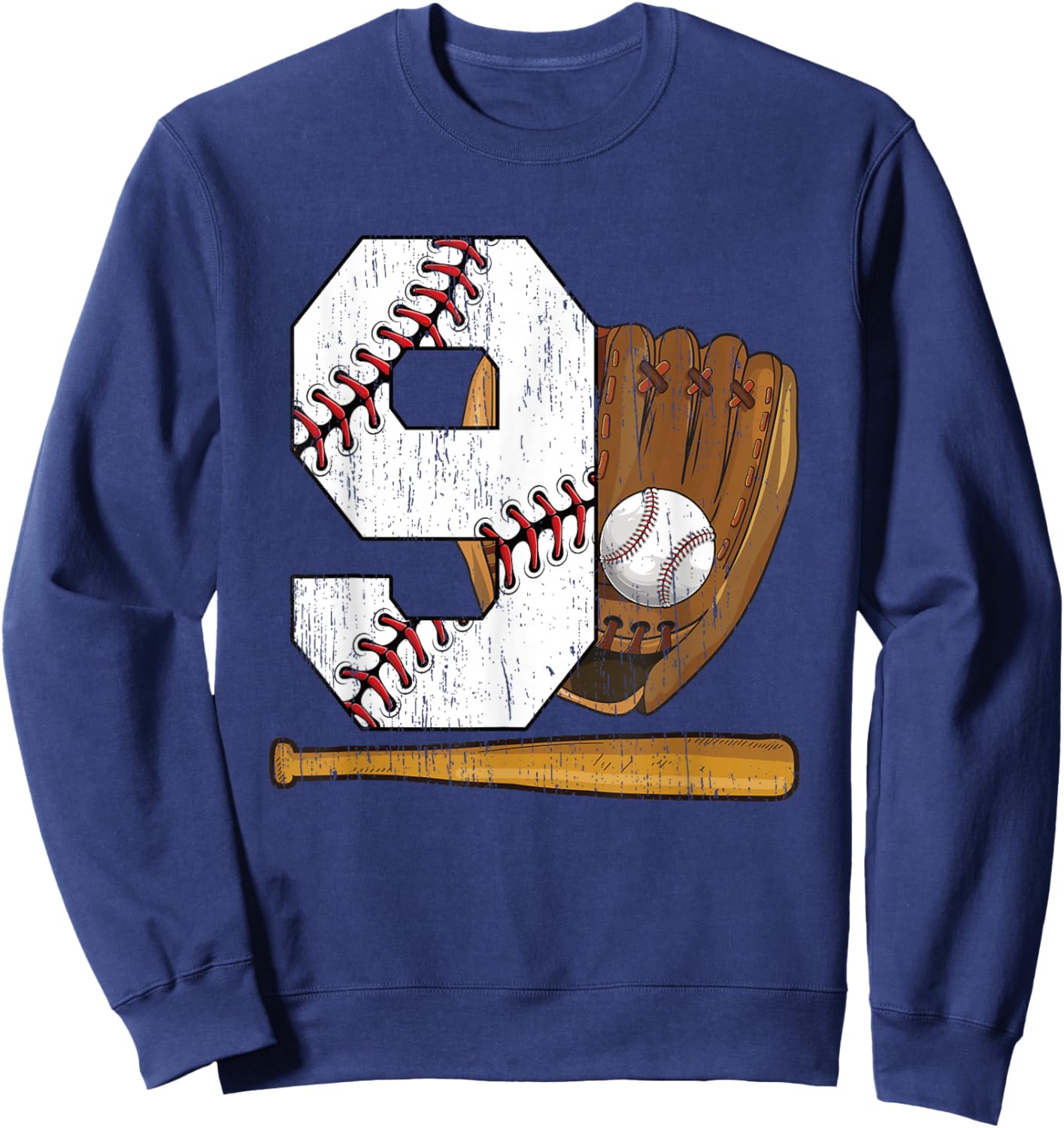 9th Birthday Baseball Boy Nine Year Old Baseball Player Sweatshirt - Sweatshirt | Navy