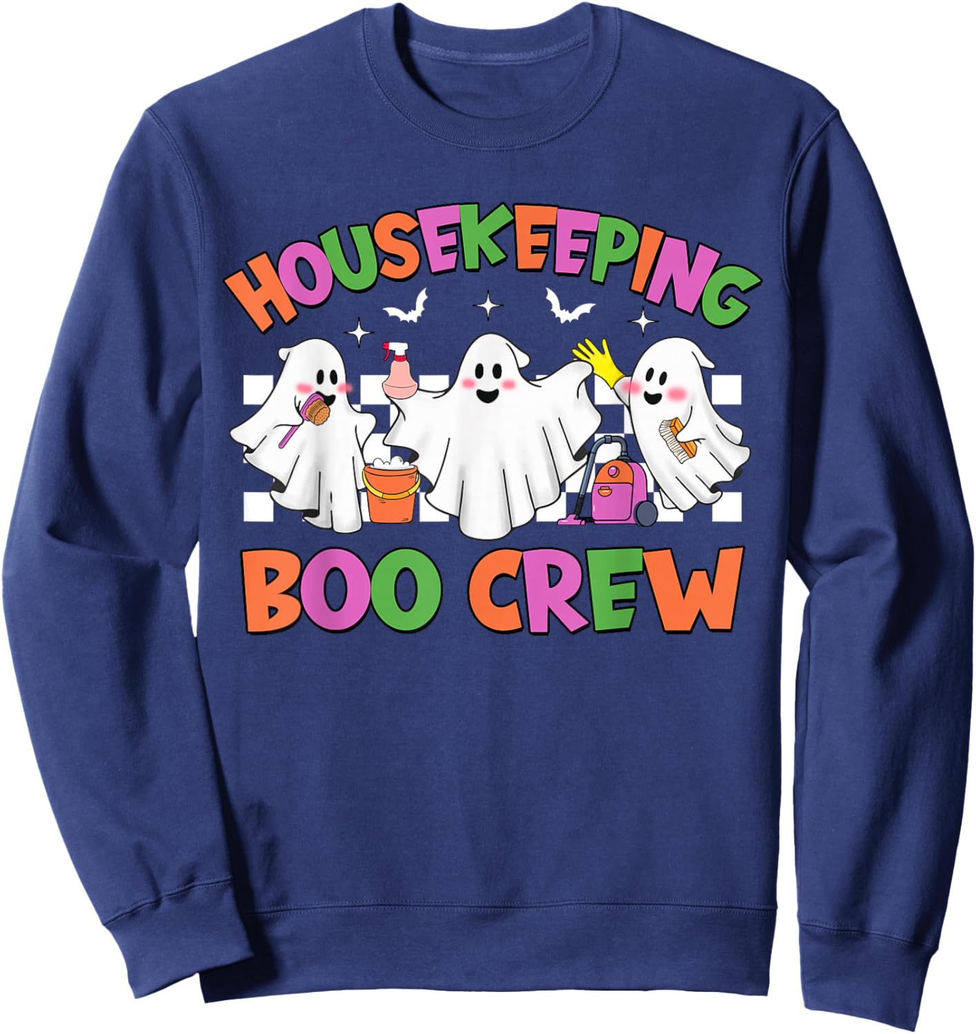 Retro Housekeeping Boo Crew Housekeeper Halloween Costumes Sweatshirt - Sweatshirt | Navy