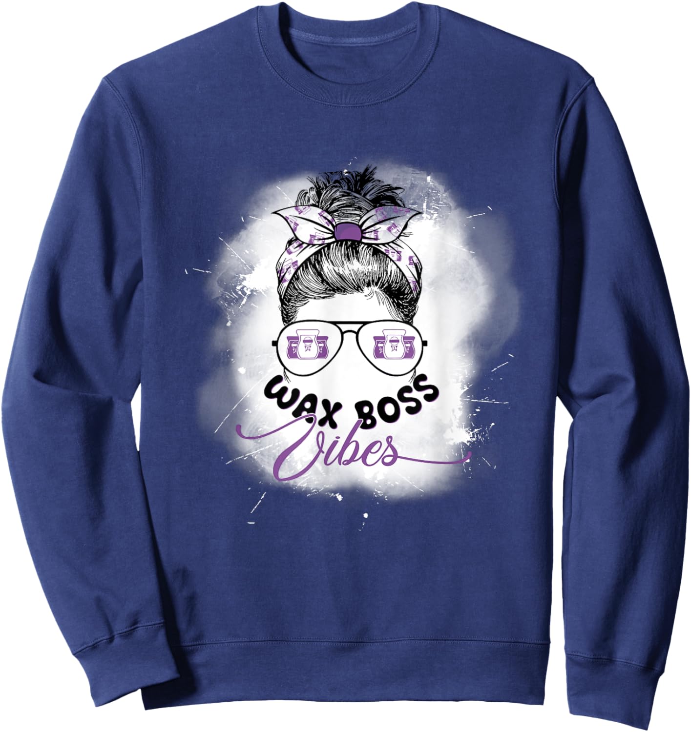 Waxing Wax Specialist Cute Messy Bun Wax Boss Vibes Sweatshirt - Sweatshirt | Navy