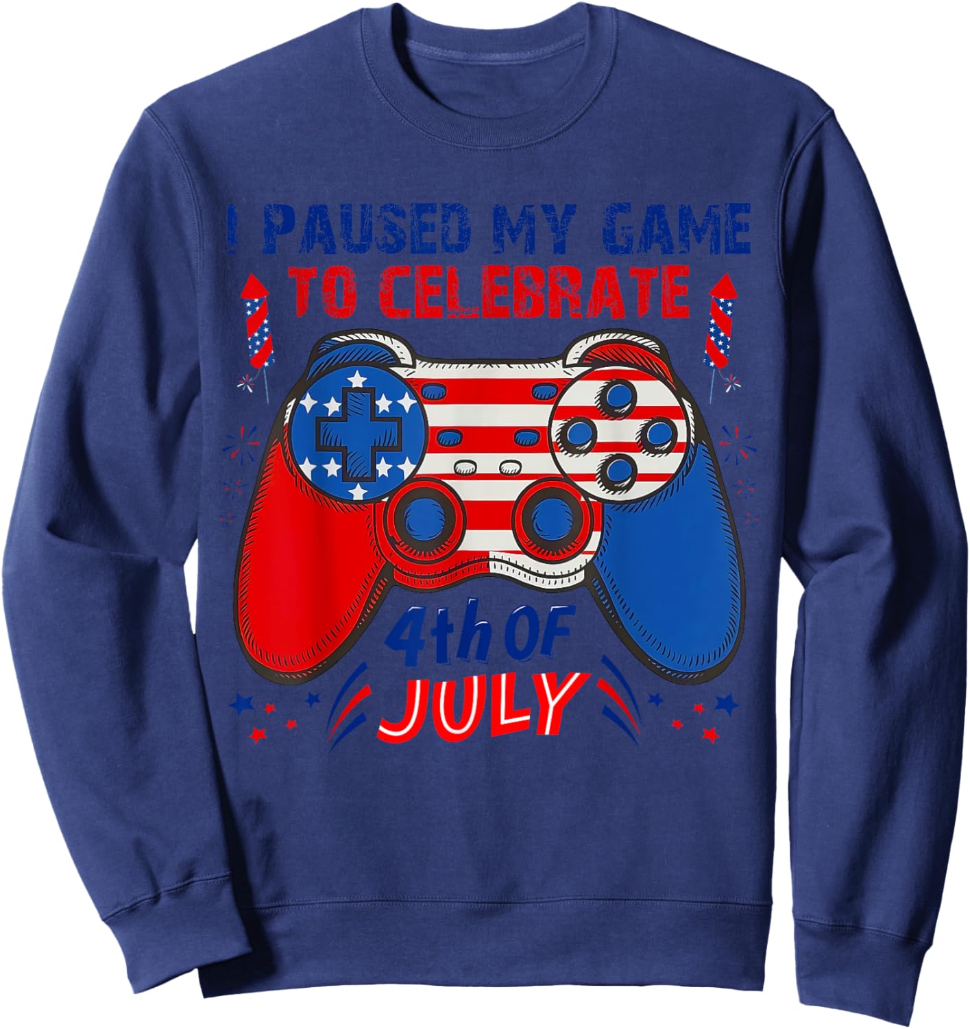 Gamer 4th Of July American Flag Gaming Lover Boys Girls Teen Sweatshirt - Sweatshirt | Navy