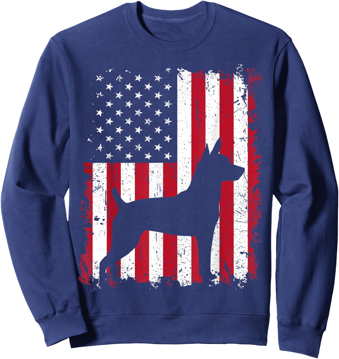 Rat Terrier 4th of July Patriotic American USA Flag Gift Sweatshirt - Sweatshirt | Navy
