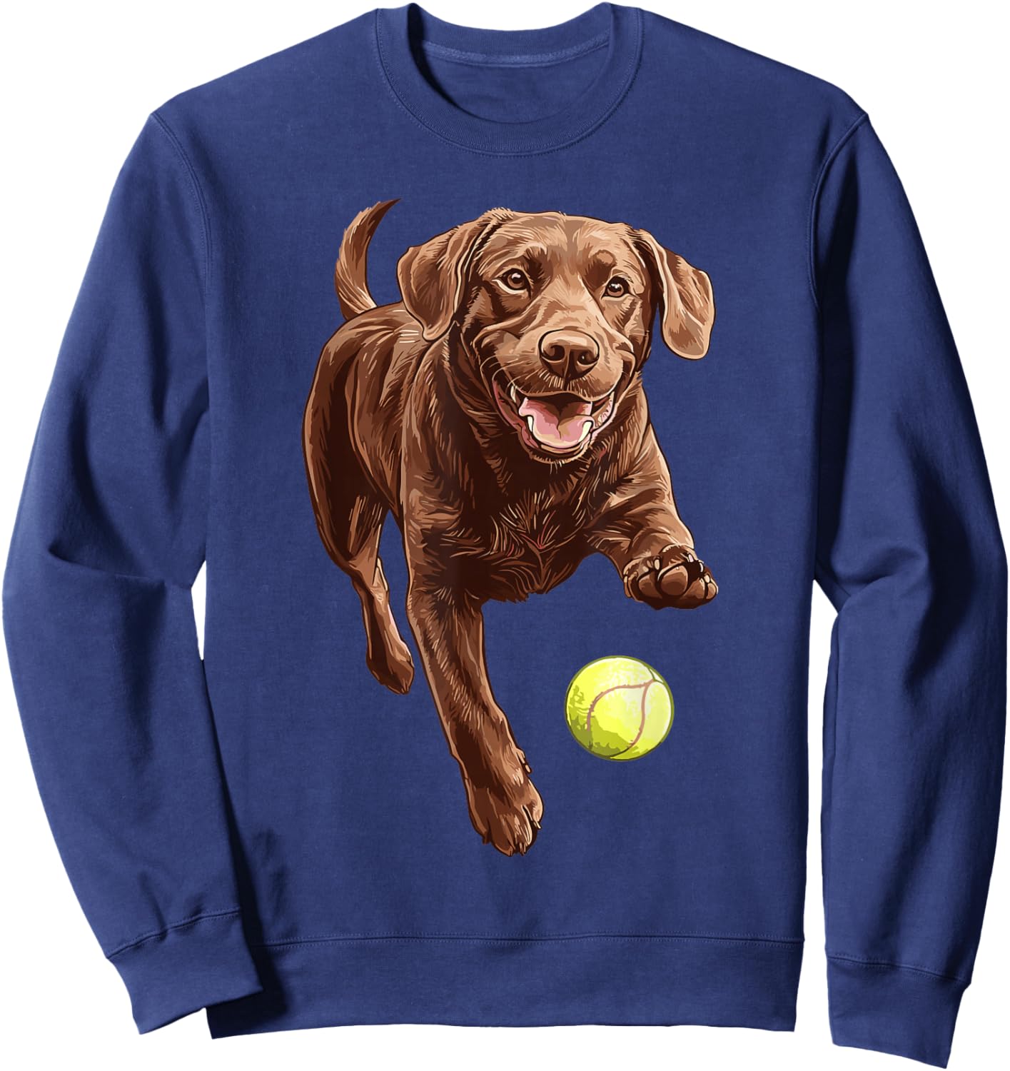 Brown Labrador chasing ball Sweatshirt - Sweatshirt | Navy
