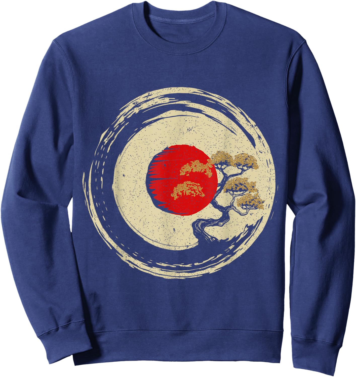 Bonsai Tree In Japanese Zen Buddhist Enso Circle Sweatshirt - Sweatshirt | Navy