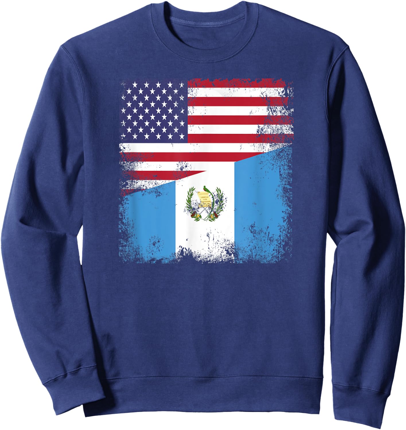Half Guatemalan Flag | Vintage Guatemala USA Gift Sweatshirt - Sweatshirt | Navy