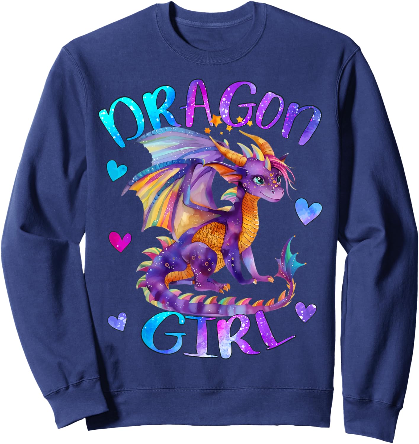 Dragon Girl Rainbow Dragon Just a girl Who Loves Dragons Sweatshirt - Sweatshirt | Navy
