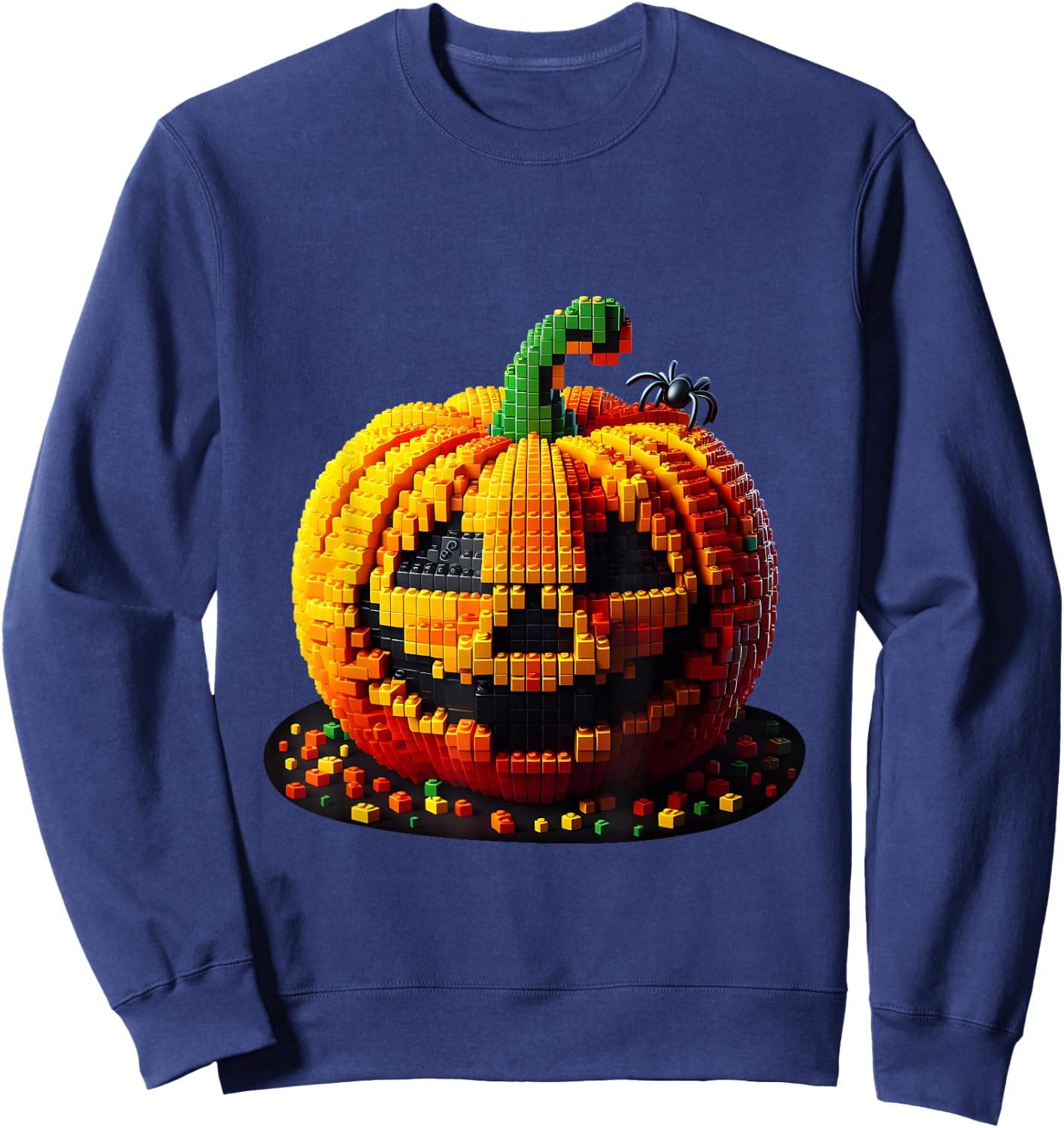 Master Builder Pumpkin Kids Building Blocks Bricks Halloween Sweatshirt - Sweatshirt | Navy