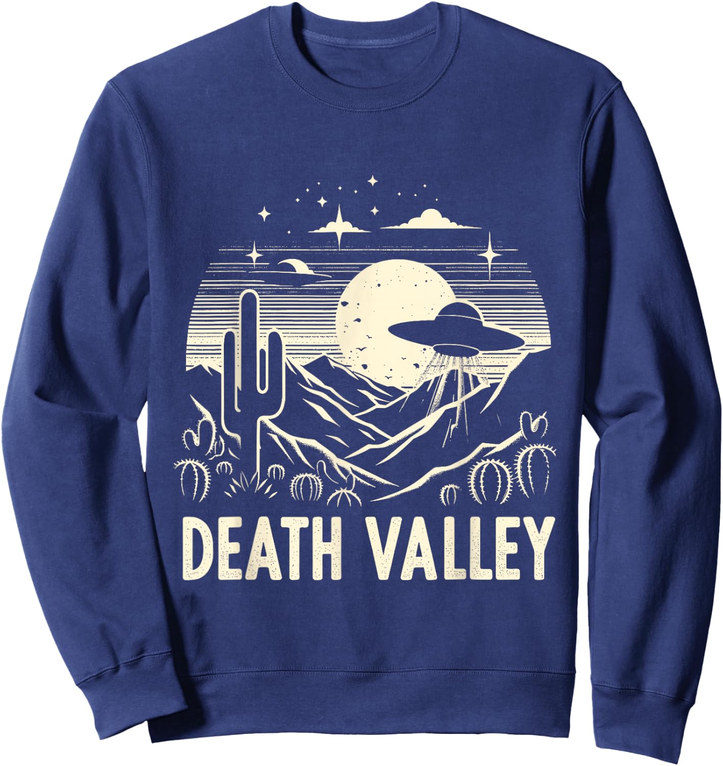 Death Valley National Park Souvenir Desert UFO Cactus Sweatshirt - Sweatshirt | Navy