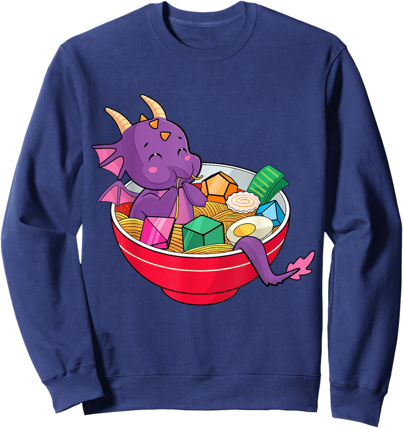 Dragon In Ramen Bowl D20 Dice RPG TTRPG Nerdy Gamer Women Sweatshirt - Sweatshirt | Navy