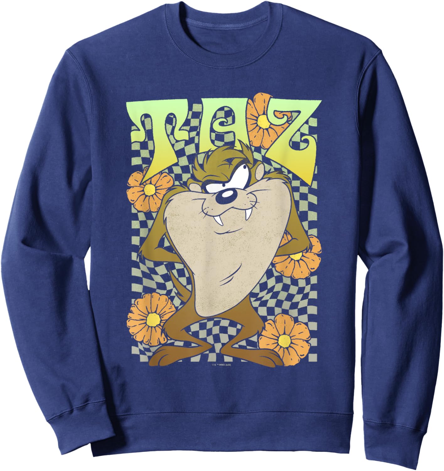Looney Tunes Taz Groovy Retro Floral Portrait Sweatshirt - Sweatshirt | Navy