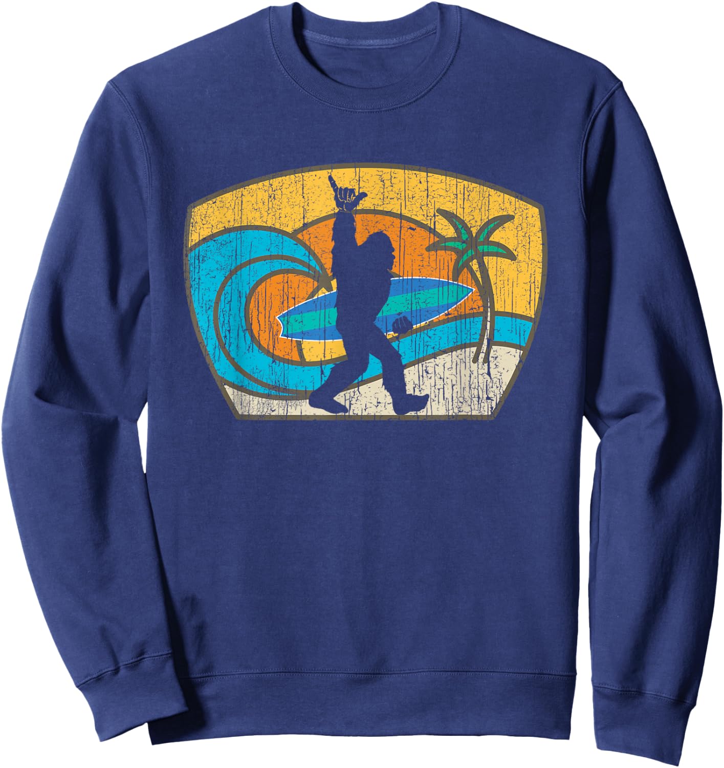 Bigfoot Retro Surfing Gift Shaka Aloha Surfer Dude Sweatshirt - Sweatshirt | Navy