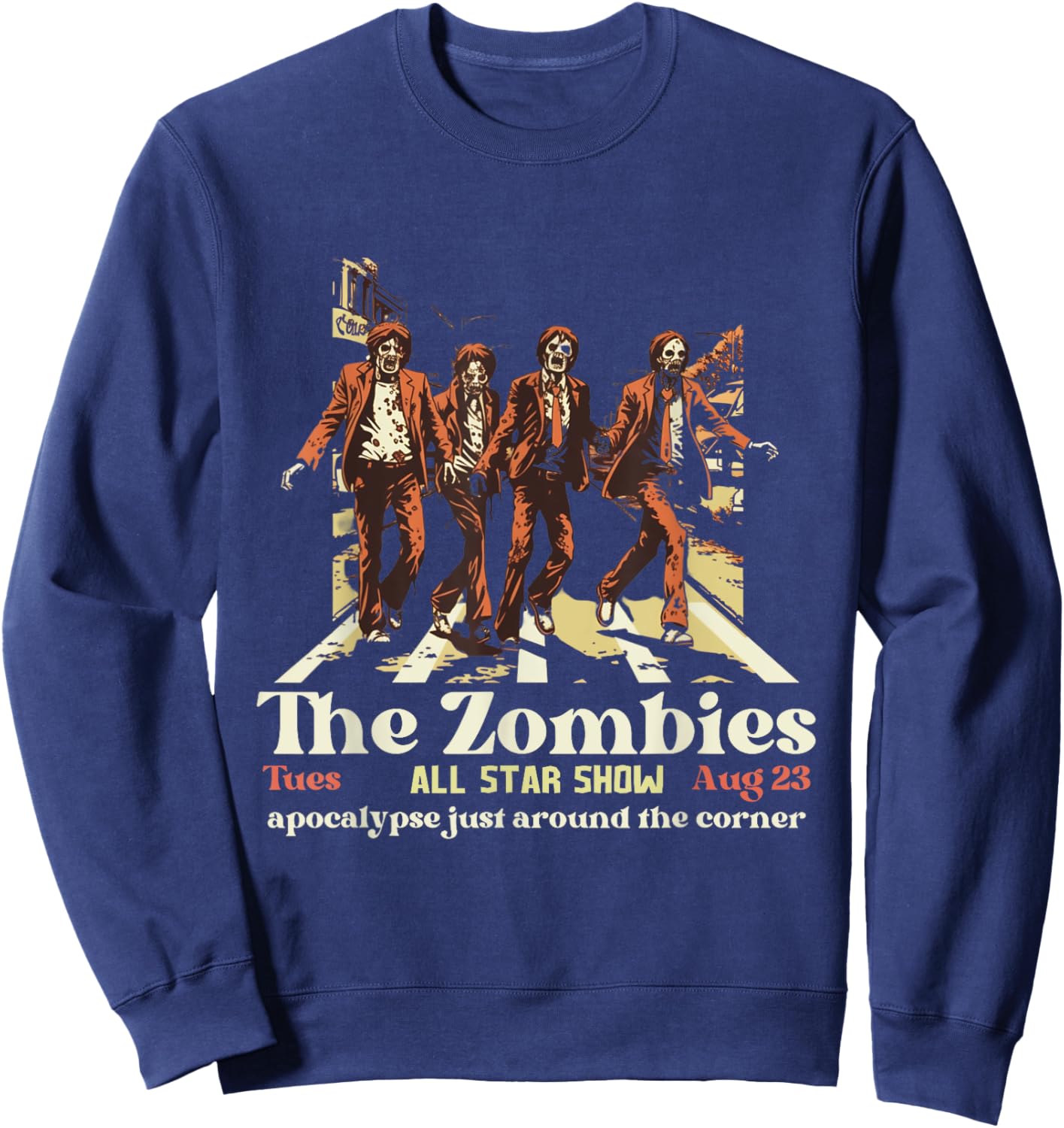Retro The Zombies Band Concert Poster Abbey Road Show Sweatshirt - Sweatshirt | Navy