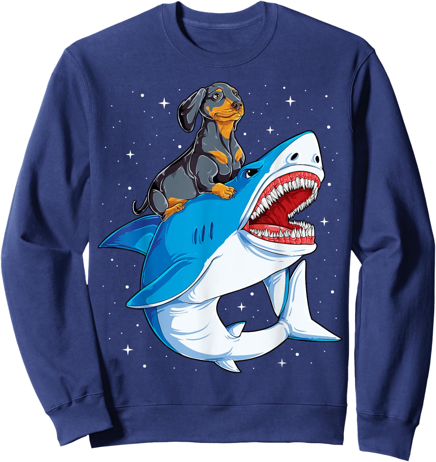 Dachshund Shark Kids Boys Men Space Galaxy Jawsome Gifts Sweatshirt - Sweatshirt | Navy