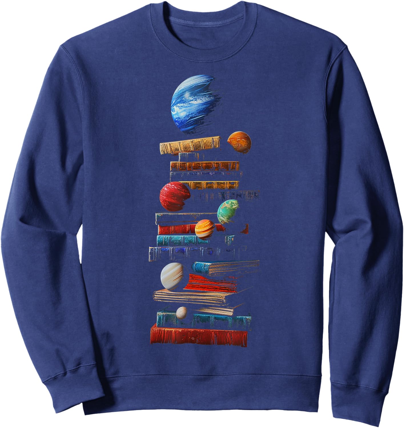 Book Space Graphic Planets Art Sweatshirt - Sweatshirt | Navy