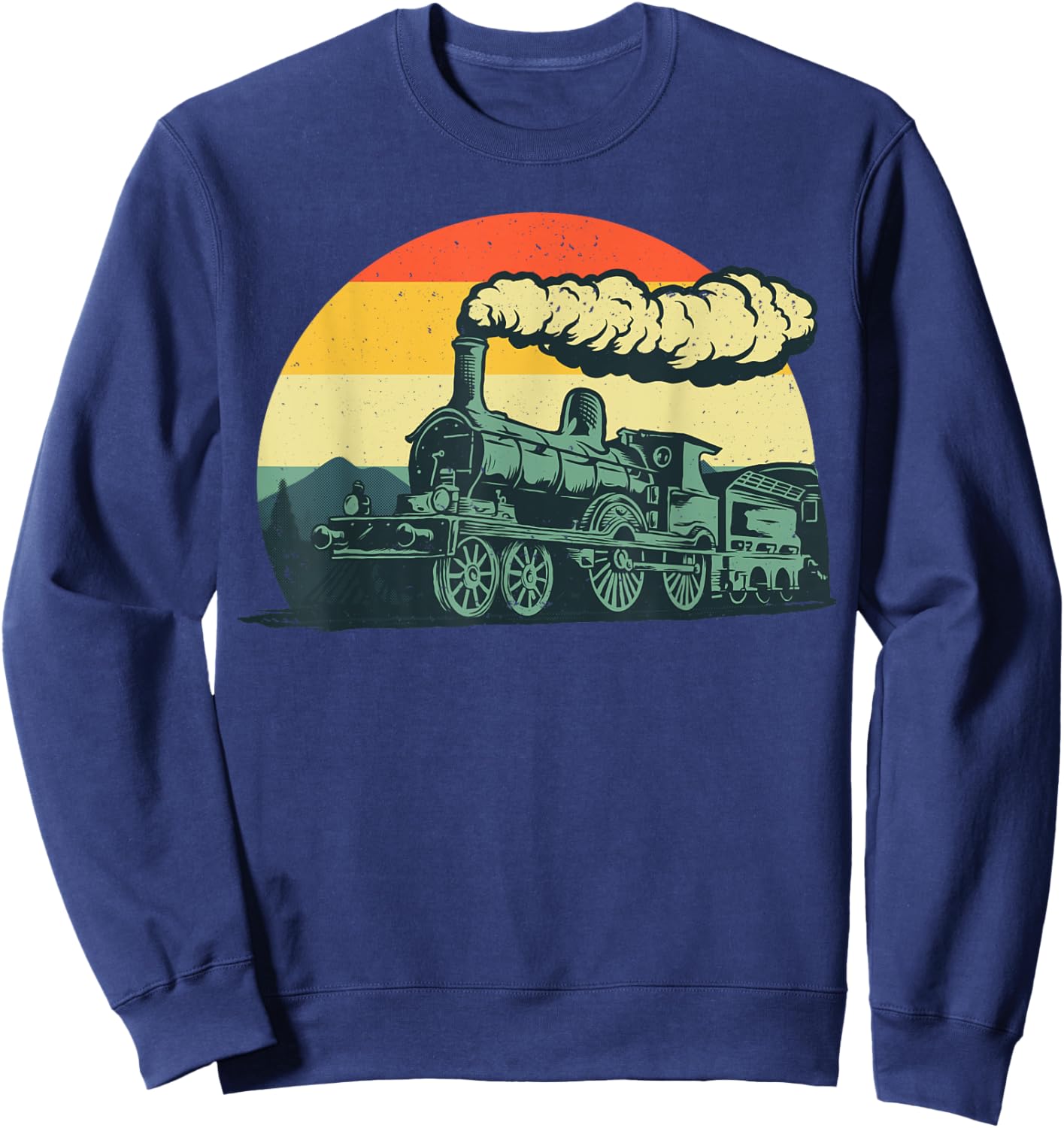 Cool Train Women Vintage Steam Engine Railroad Model Sweatshirt - Sweatshirt | Navy