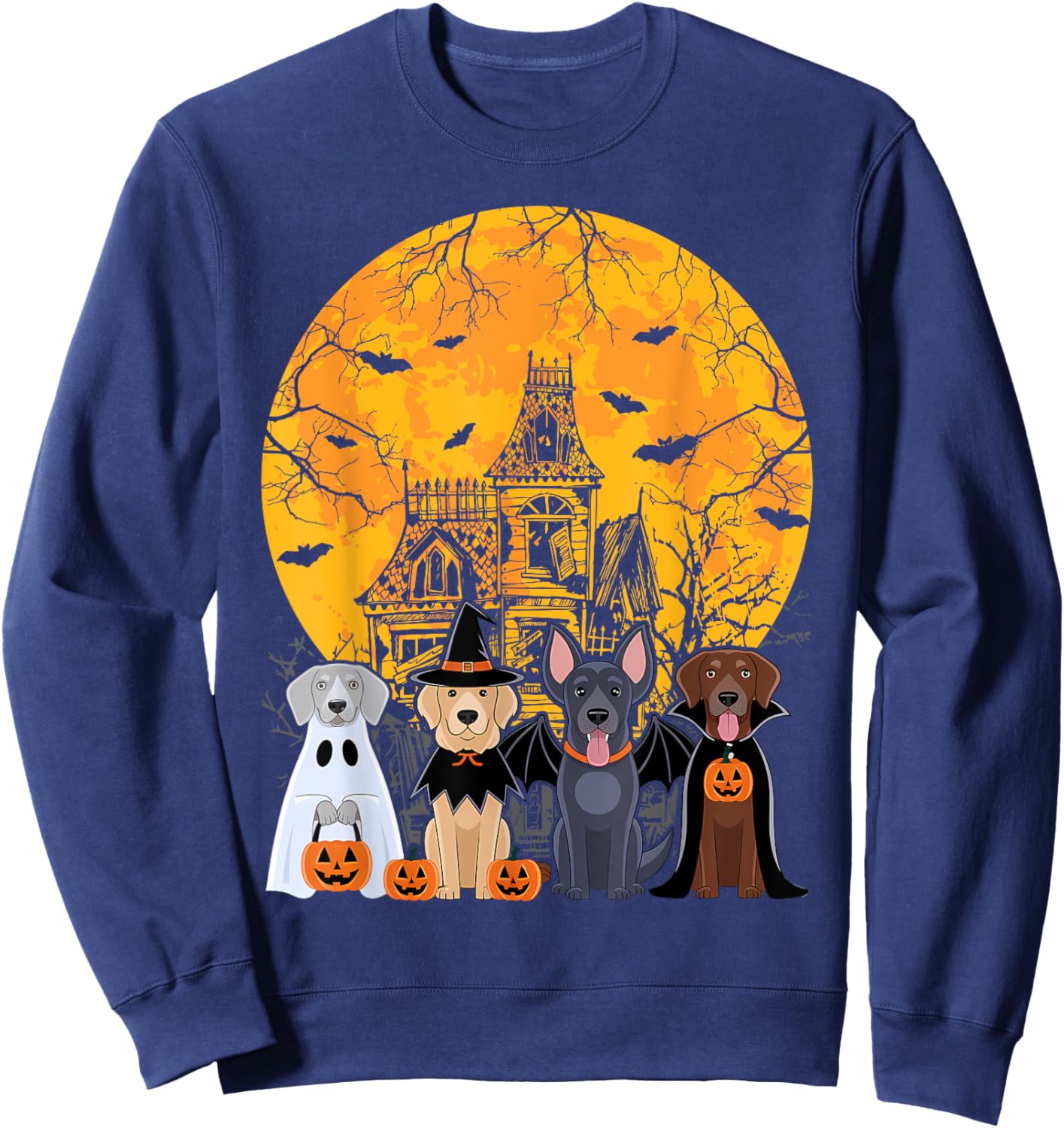 Cute Ghost Dogs Halloween Dog Lover Men Women Kids Costume Sweatshirt - Sweatshirt | Navy
