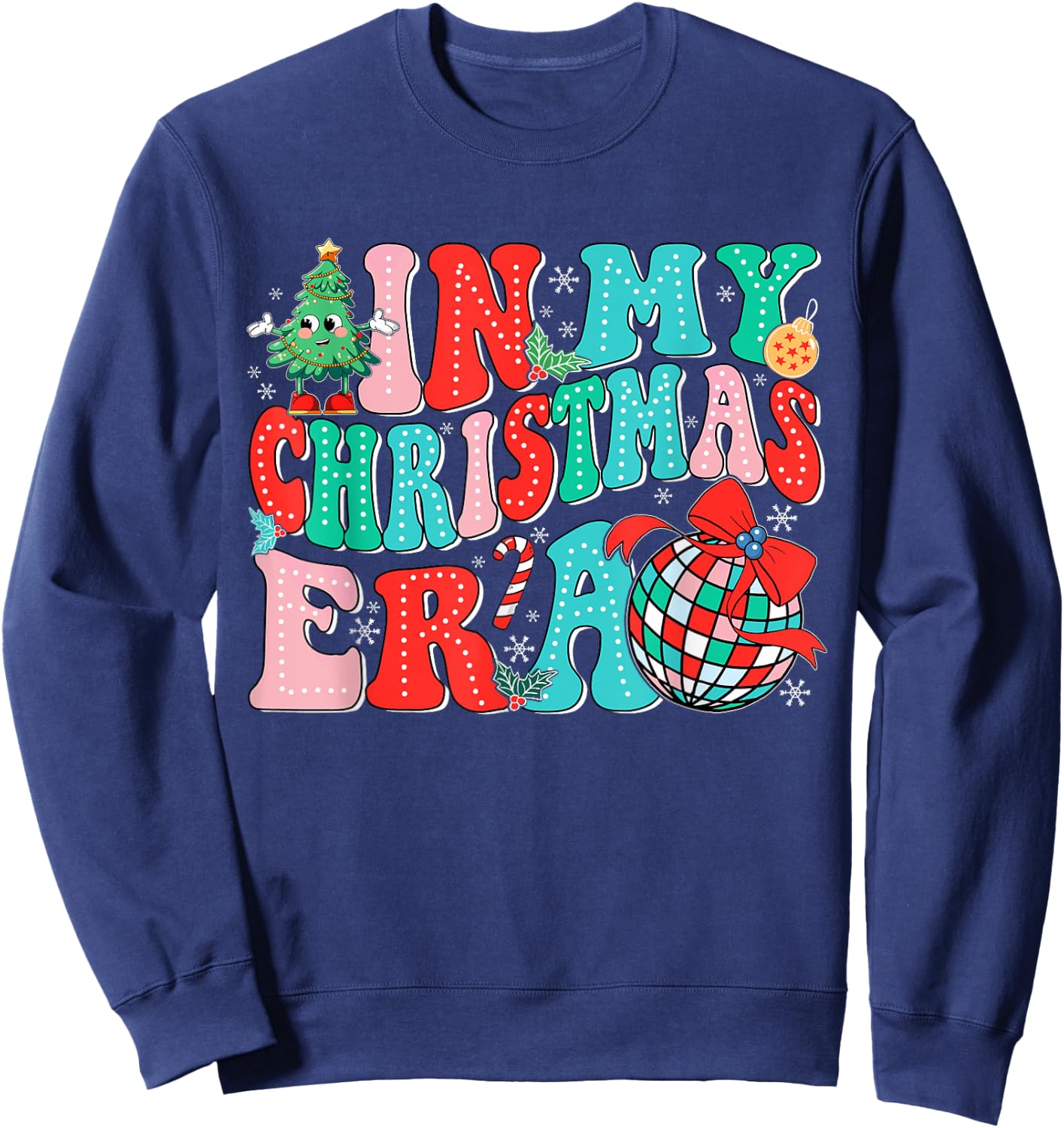 In My Christmas Era Retro Groovy Christmas Holiday Xmas Sweatshirt - Sweatshirt | Navy