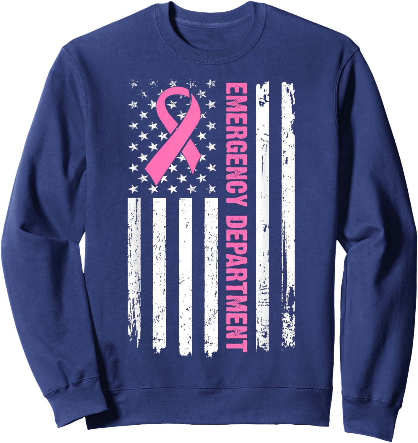 Emergency Department Breast Cancer Awareness Nursing Nurse Sweatshirt - Sweatshirt | Navy