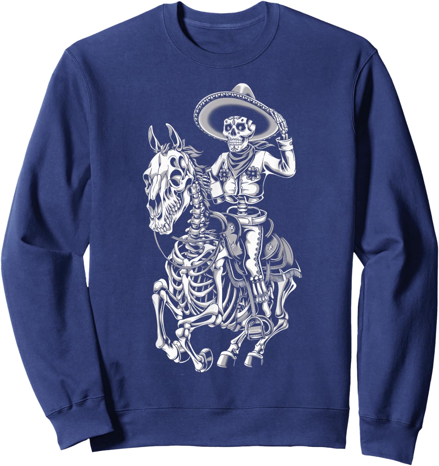Mexico Vintage Skeleton Tequila Dia De Los Muertos Mexican Sweatshirt - Sweatshirt | Navy