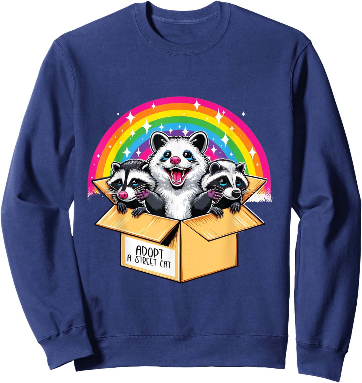 Adopt a Street Cat Shirt Team Trash Raccoon Opossum Skunk Men Women Girls Kids Sweatshirt - Sweatshirt | Navy