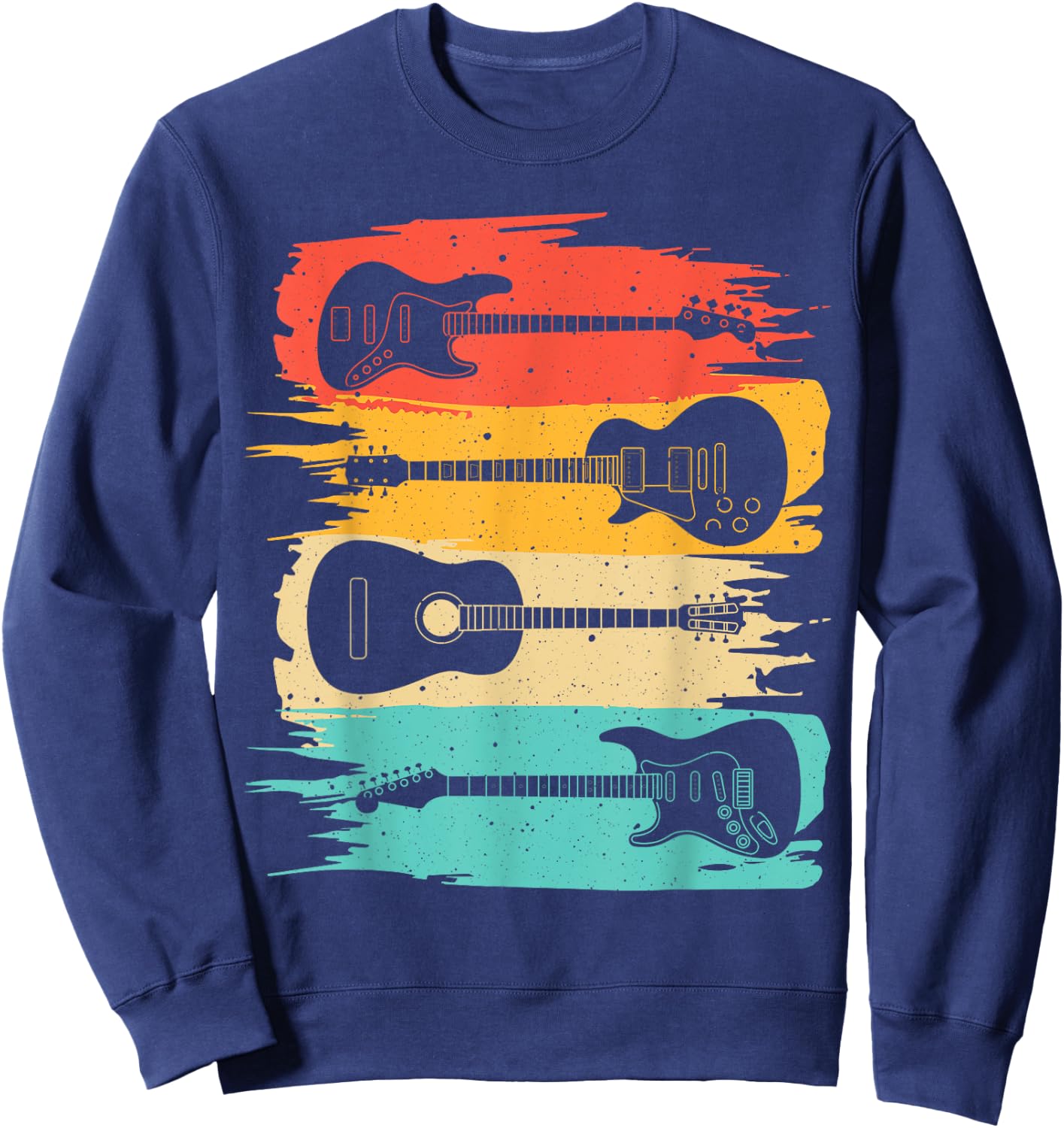 Vintage Guitar Gift Women Music Band Guitarist Stuff Sweatshirt - Sweatshirt | Navy