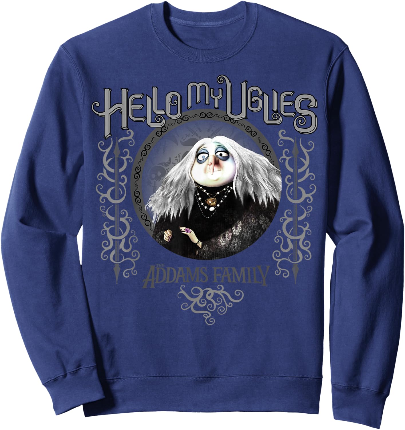 Addams Family Grandmama Hello My Uglies Portrait Sweatshirt - Sweatshirt | Navy