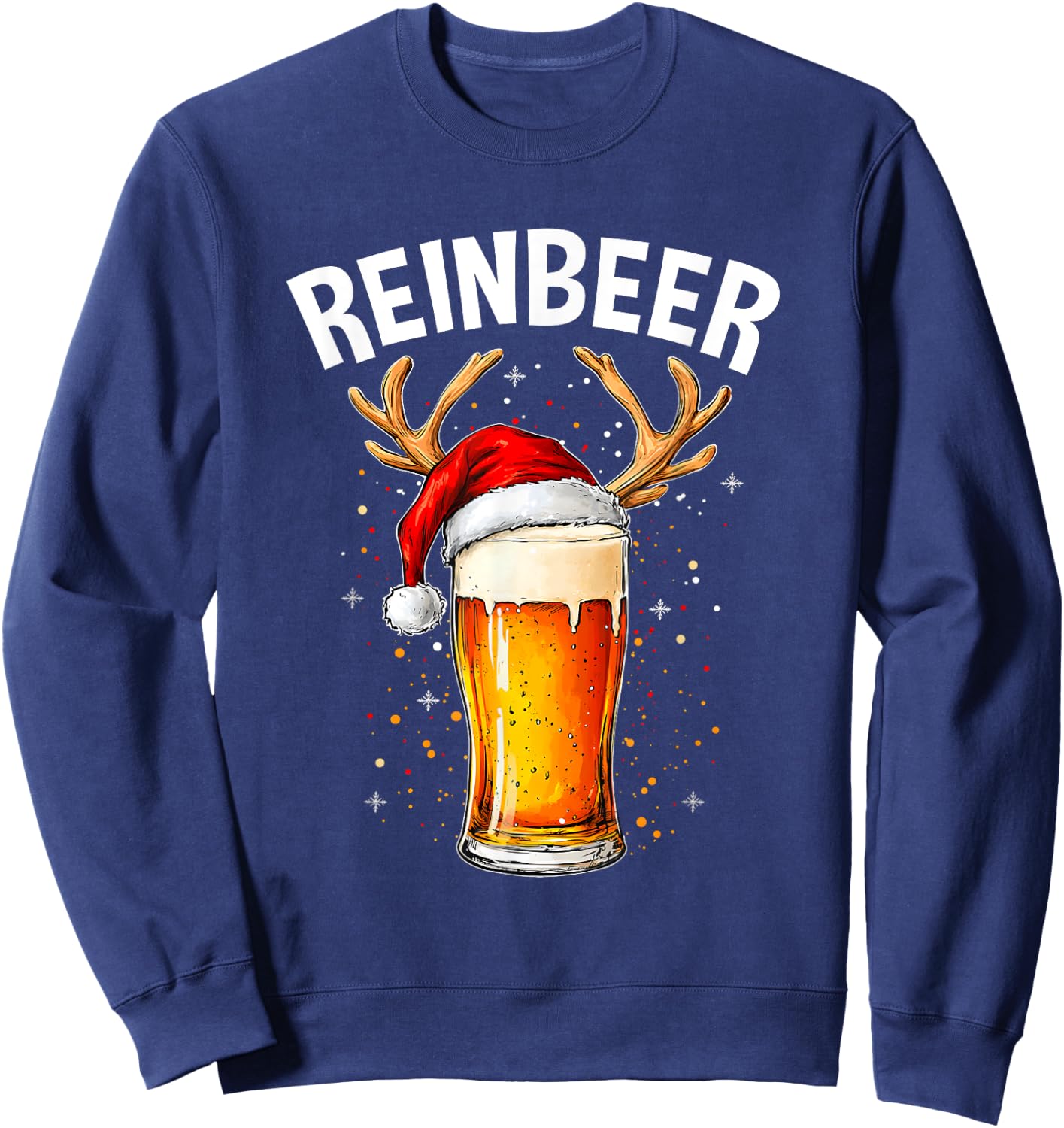 Reinbeer Winedeer Santa Hat Reindeer Couple Xmas Matching Sweatshirt - Sweatshirt | Navy