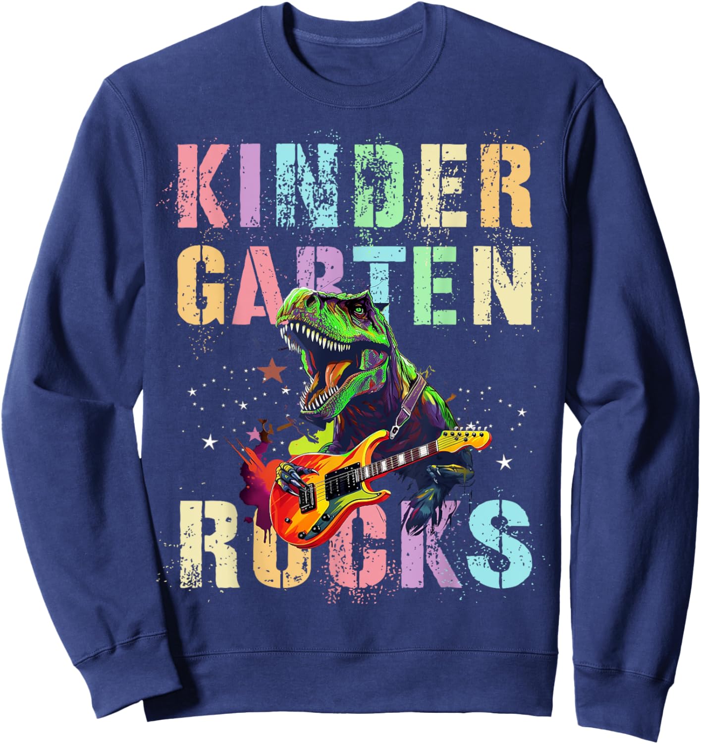 Vintage KINDERGARTEN ROCKS Teaching Rockin' Kinder Teacher Women Kids Sweatshirt - Sweatshirt | Navy