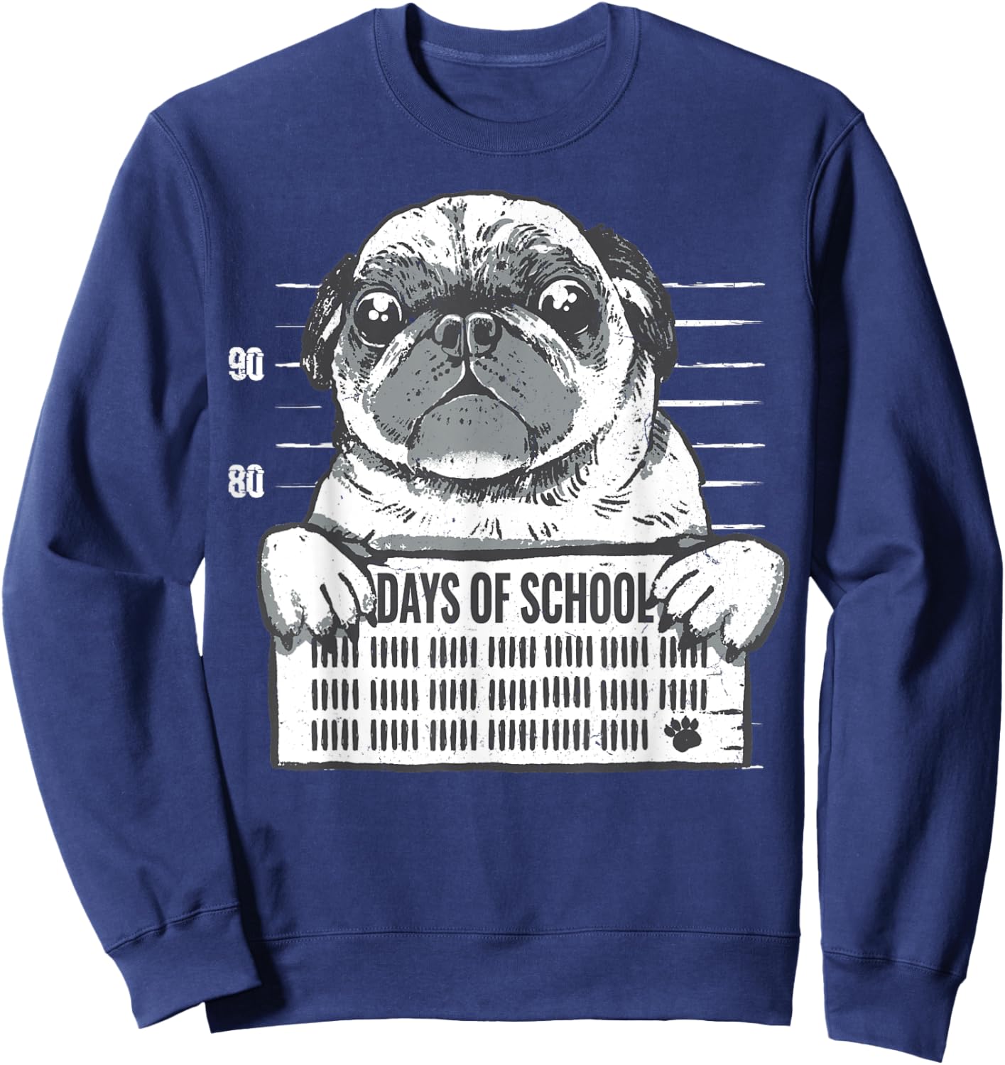 Funny Pug Dog 100th Day of School Sweatshirt - Sweatshirt | Navy