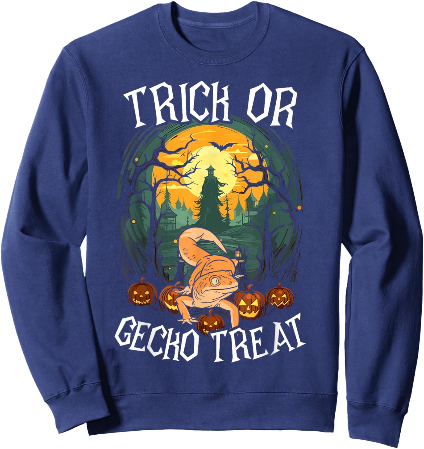 Gecko Halloween Scary Reptile Trick Or Treat Spooky Lizard Sweatshirt - Sweatshirt | Navy