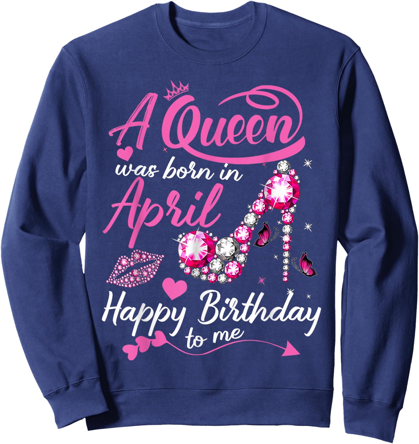 Black Queens are Born in April Women Birthday Gift Sweatshirt - Sweatshirt | Navy