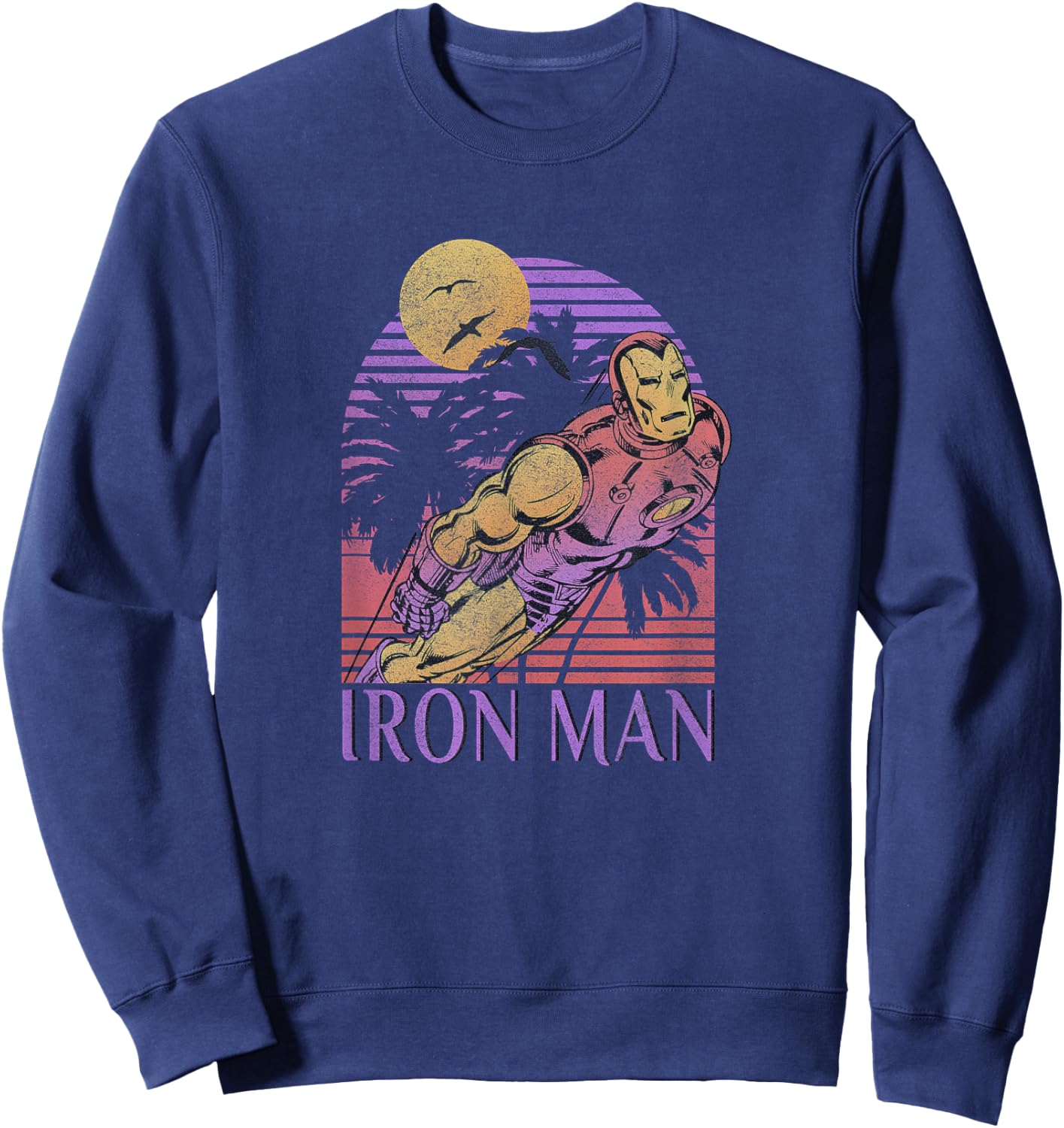Marvel Iron Man Retro Distressed Portrait Sweatshirt - Sweatshirt | Navy