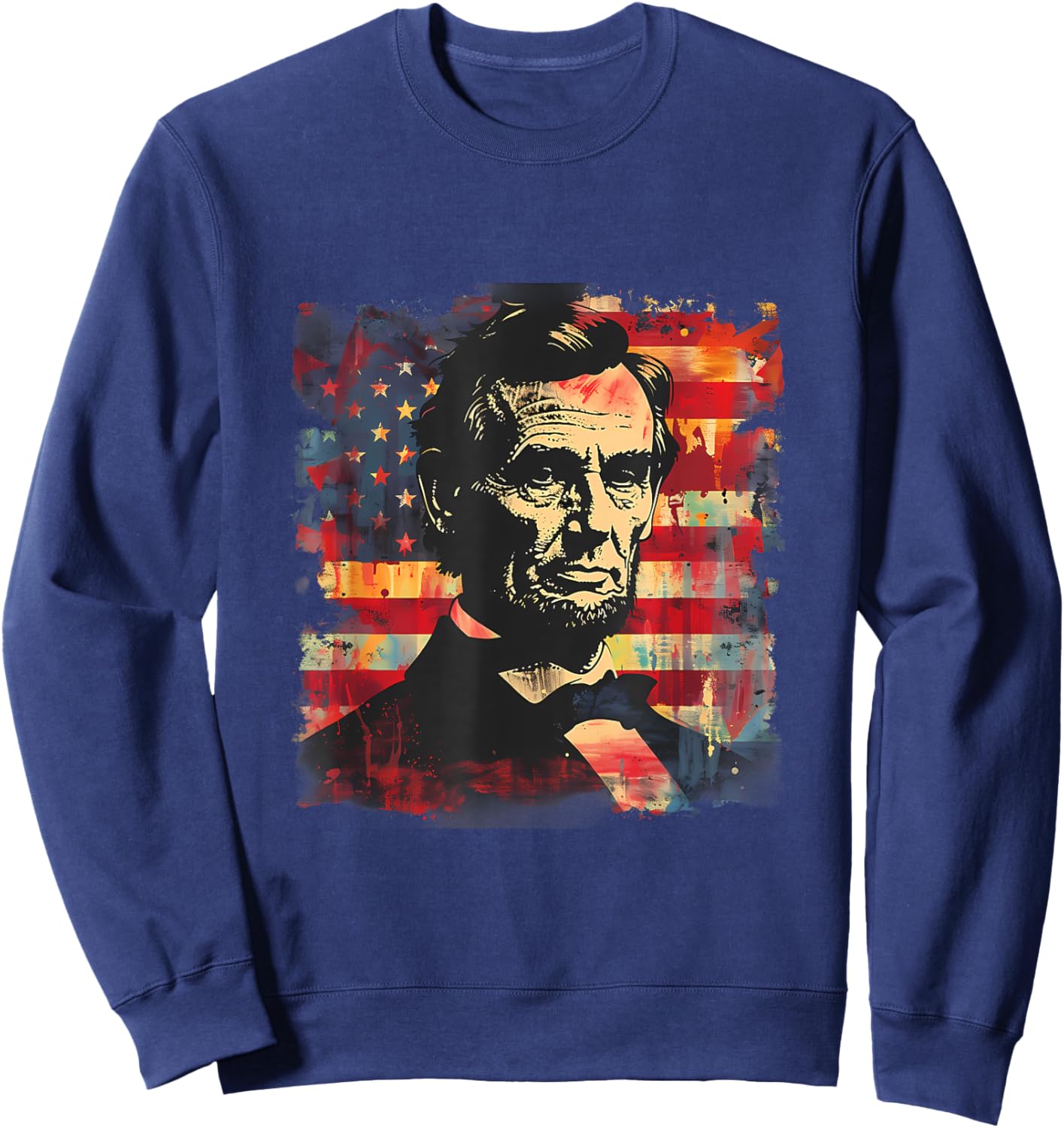 Fourth Of July Abraham Lincoln American Flag Patriotic Kids Men Sweatshirt - Sweatshirt | Navy