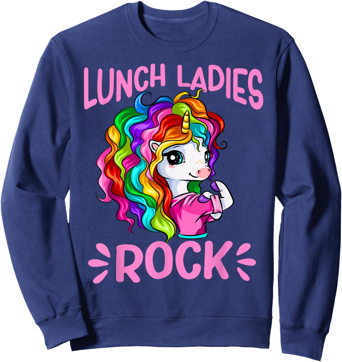 Lunch Ladies Rock Cute Unicorn Chef Cook Funny Lunch Lady Sweatshirt - Sweatshirt | Navy