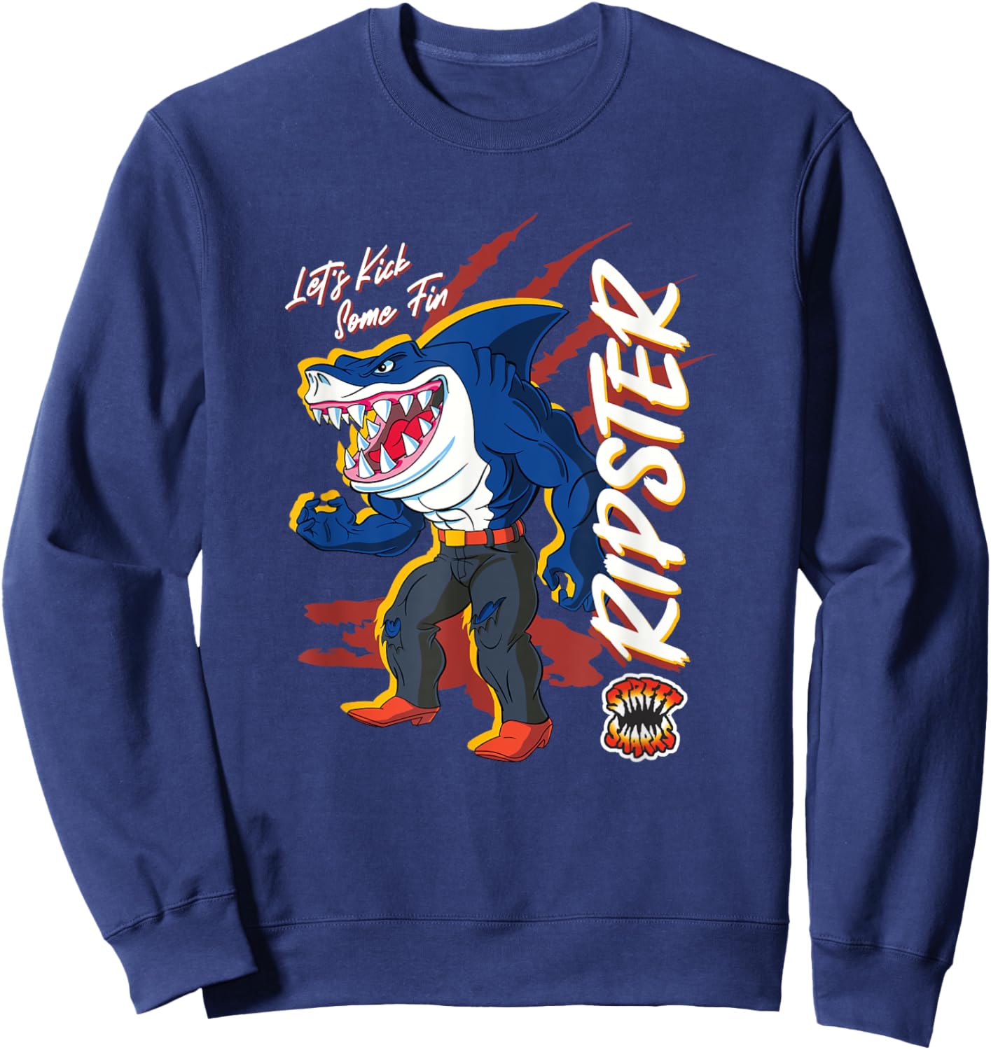Street Sharks - Ripster Let's Kick Some Fin Sweatshirt - Sweatshirt | Navy
