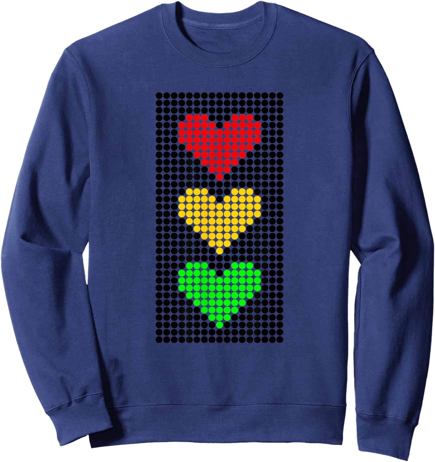 Dot Heart Stoplight Traffic Signal Stop-Caution-Go Sweatshirt - Sweatshirt | Navy