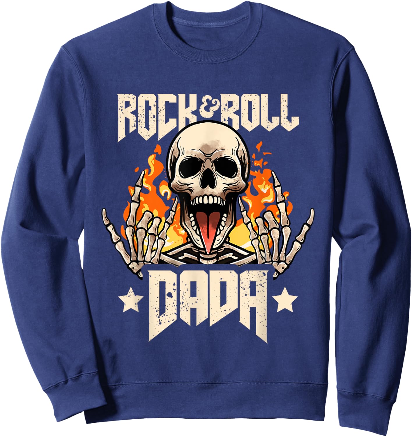 Rock And Roll Dada Dad Vintage Retro Rock&Roll Rock Concert Sweatshirt - Sweatshirt | Navy