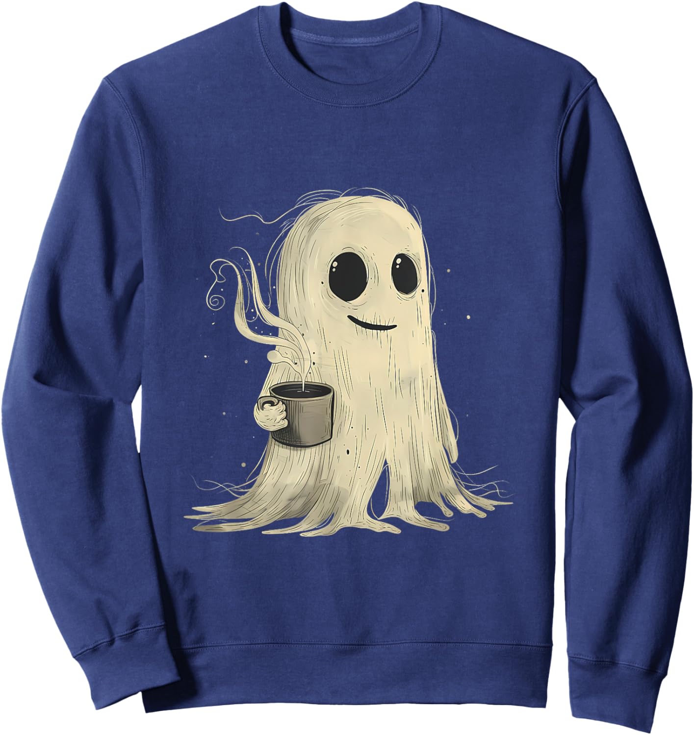 Spooky Ghost Costume Coffee Funny Halloween Costume Sweatshirt - Sweatshirt | Navy