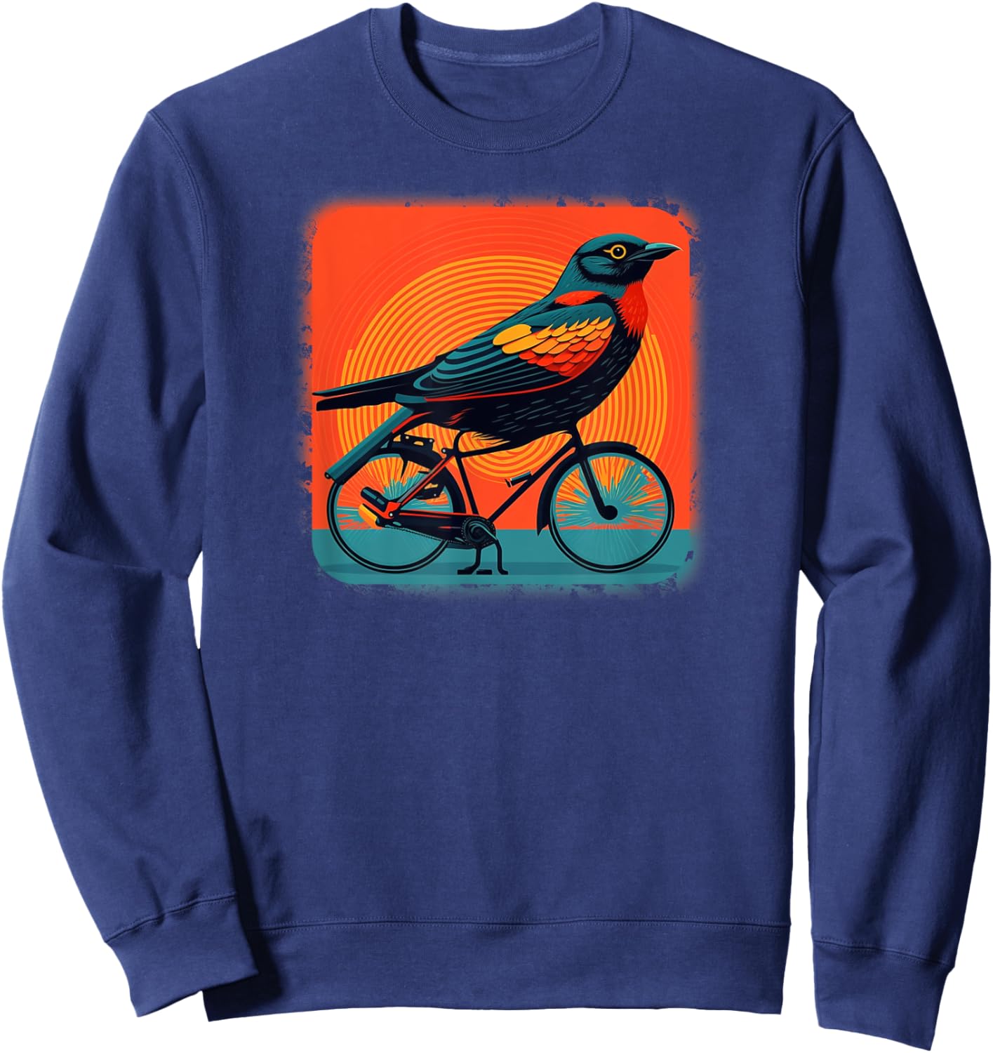 Redwing Blackbird - Redwinged Bird on a Bicycle Sweatshirt - Sweatshirt | Navy
