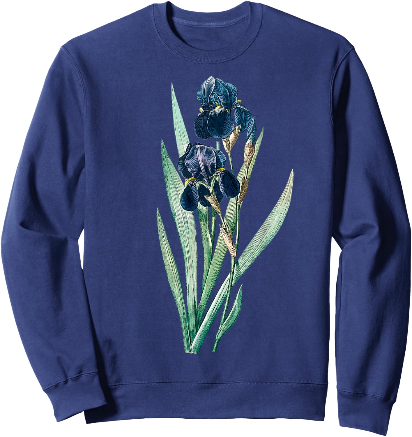 Elegant Iris Flower Antique Plants Botanical Vintage Gift Sweatshirt - Sweatshirt | Navy
