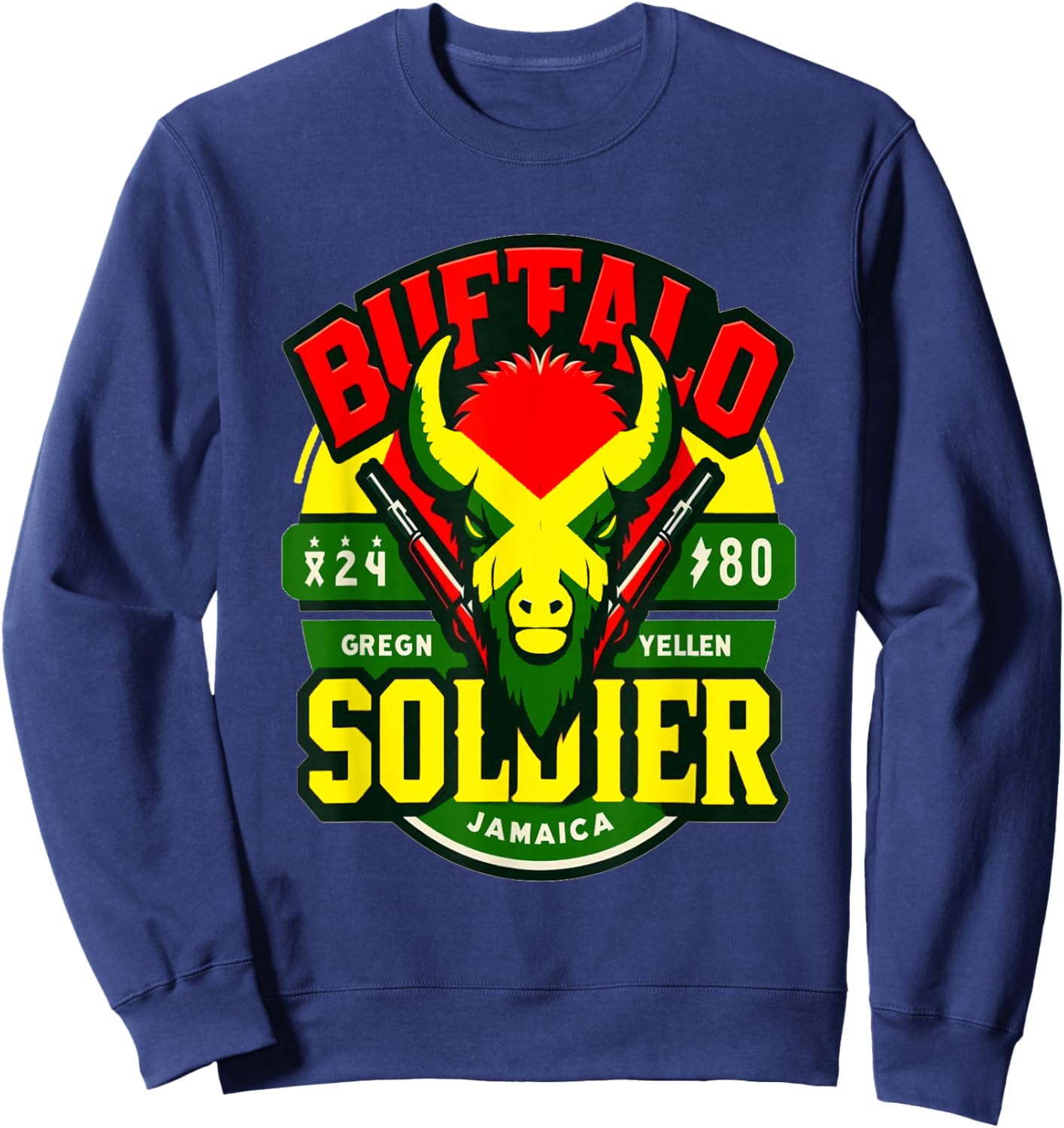 Buffalo Soldier Jamaica Reggae Music Graphic Classic Sweatshirt - Sweatshirt | Navy