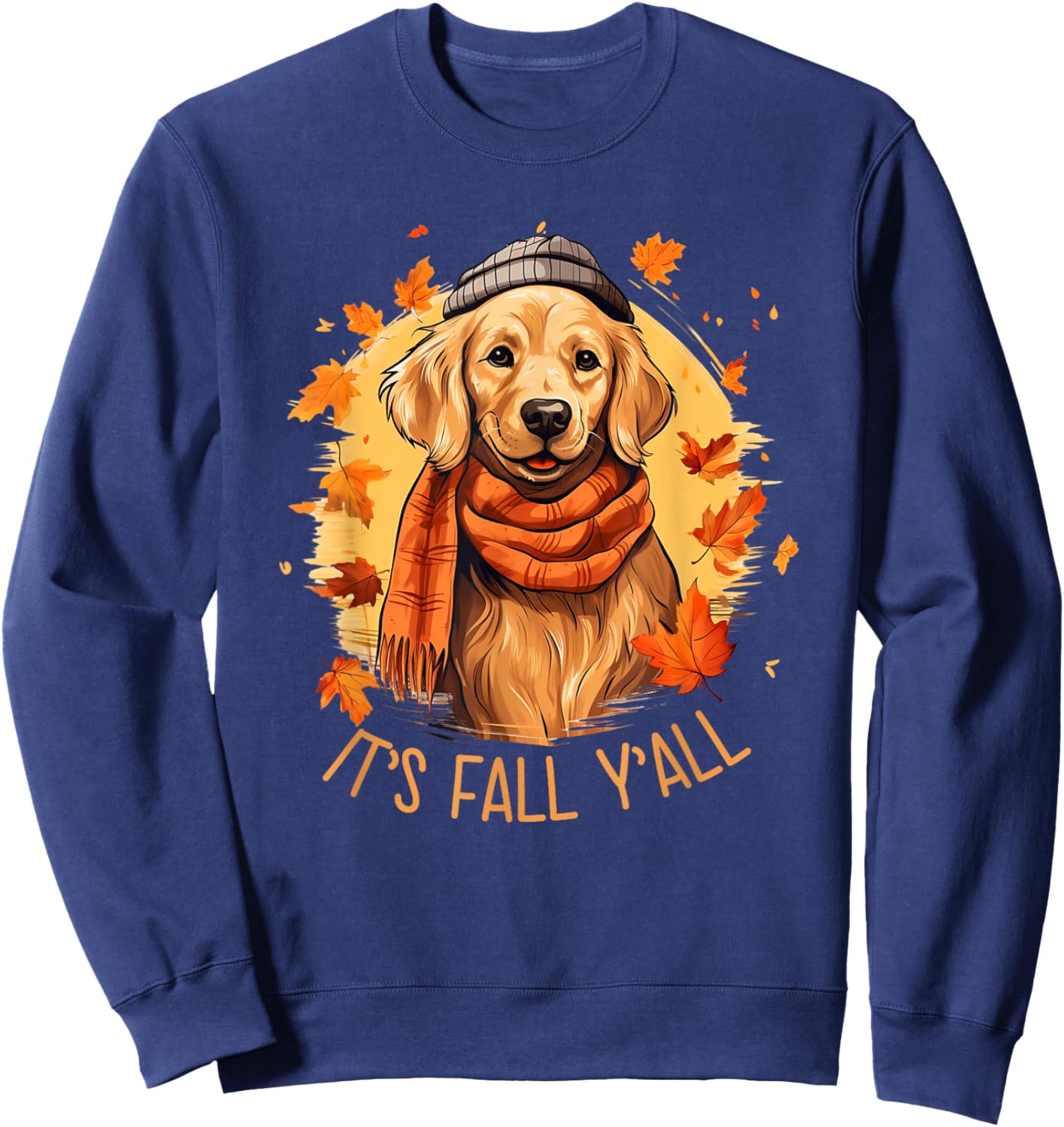 Golden Retriever Dog as Fall Autumn Season Women Sweatshirt - Sweatshirt | Navy