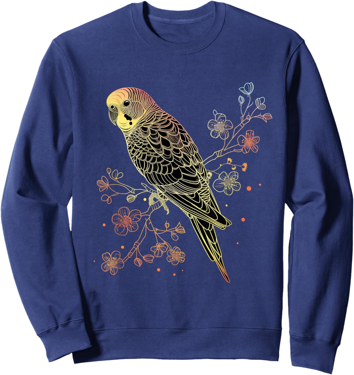 Budgie Parakeet Bird Mom Budgerigar Parrot Vintage Flower Sweatshirt - Sweatshirt | Navy