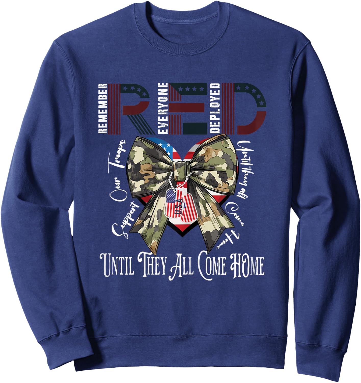 Red Friday Remember Everyone Deployed Deployment Gifts Sweatshirt - Sweatshirt | Navy